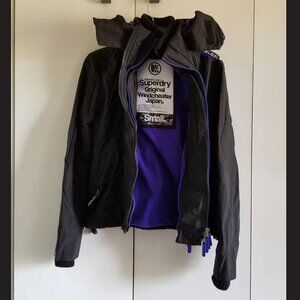 SUPERDRY Windcheater Coat with Purple Fleece and Embellishments
